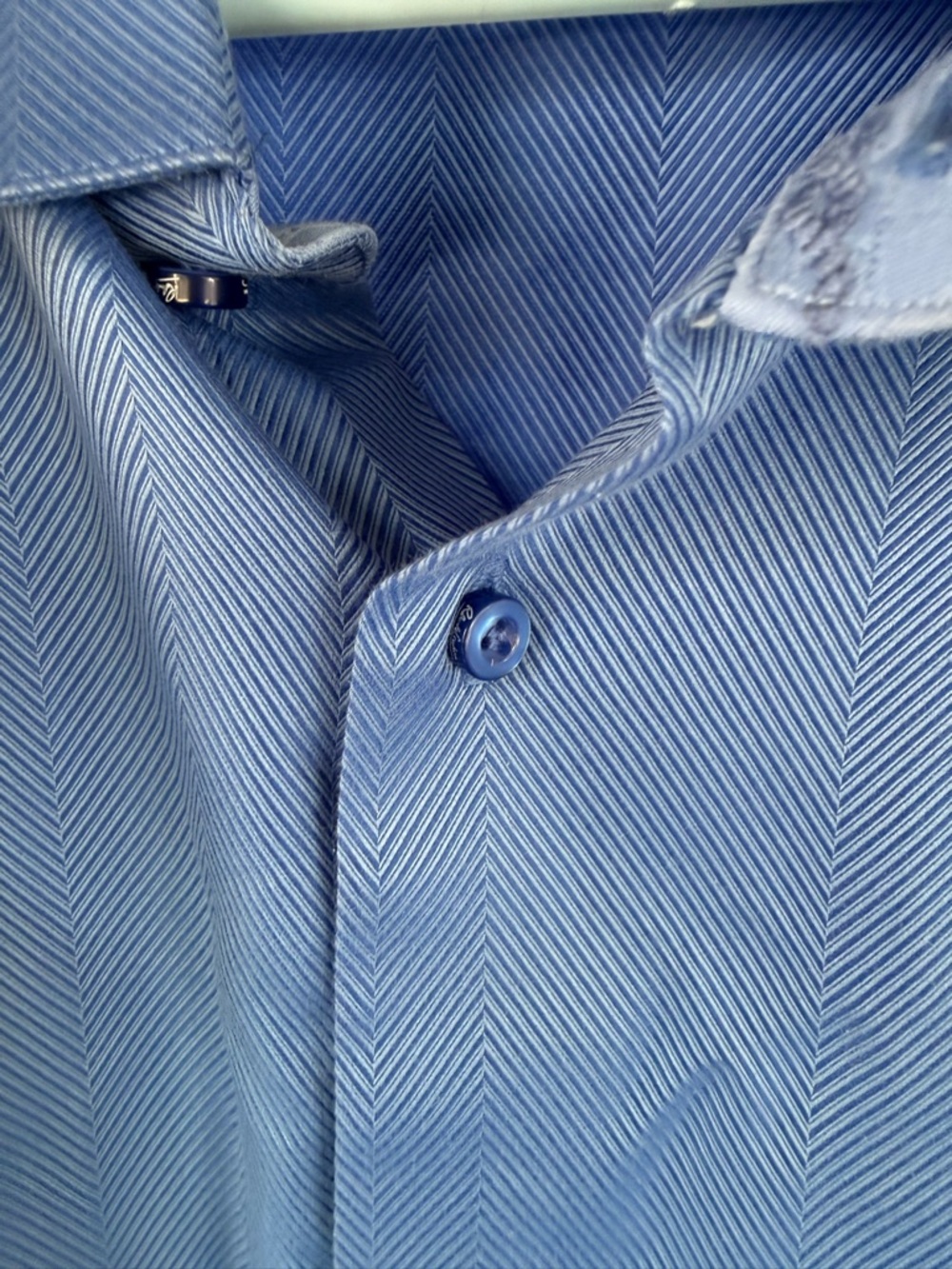 Robert Graham Light Blue Herringbone Dress Shirt